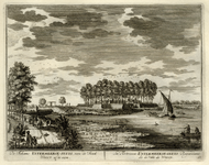 135676 Gezicht uit het noorden op de Vecht tussen Hinderdam en Weesp met het fort Uitermeer en de Uitermeerse sluis.
